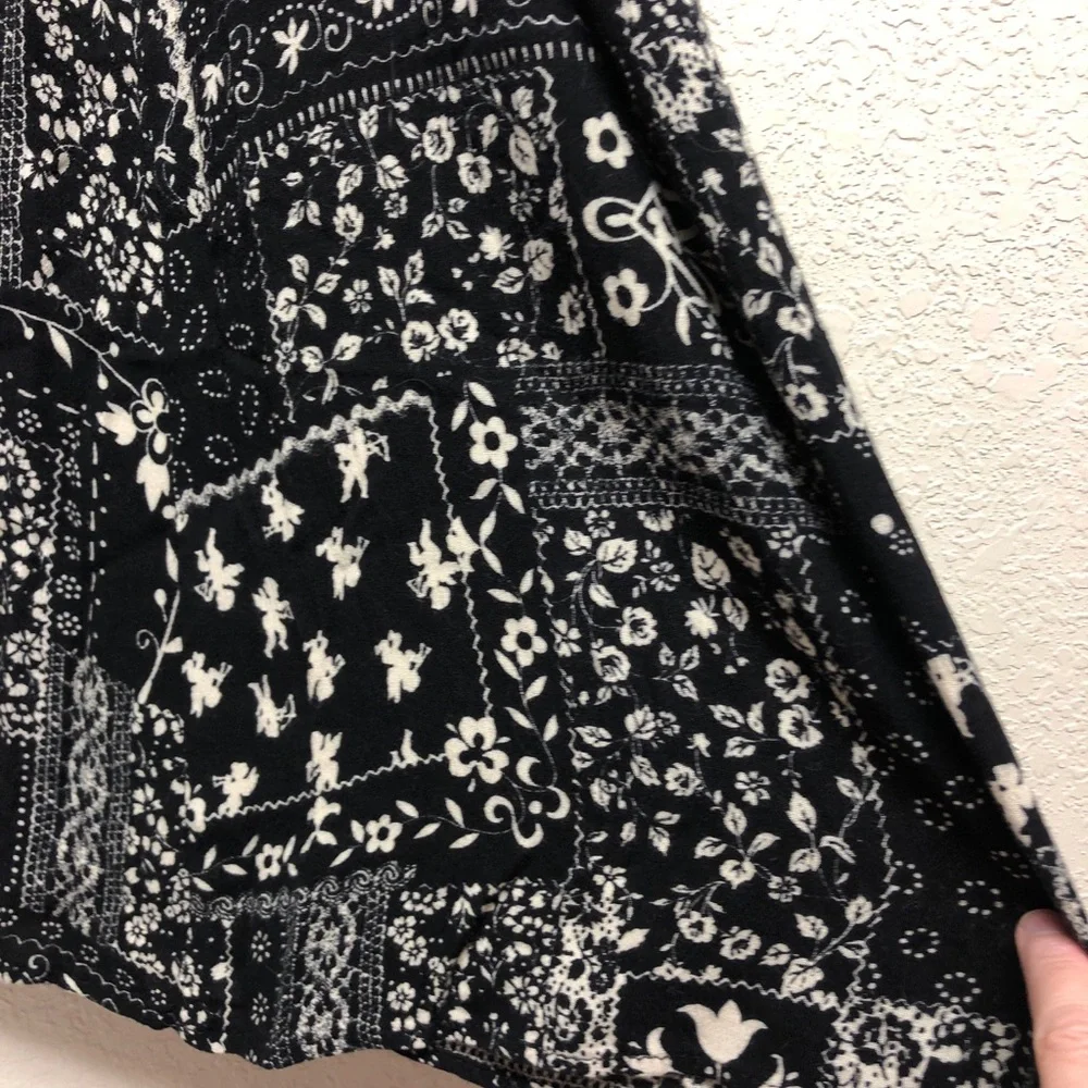 Black & White Patchwork Maxi Skirt by The Vermont Country Store sz X-large